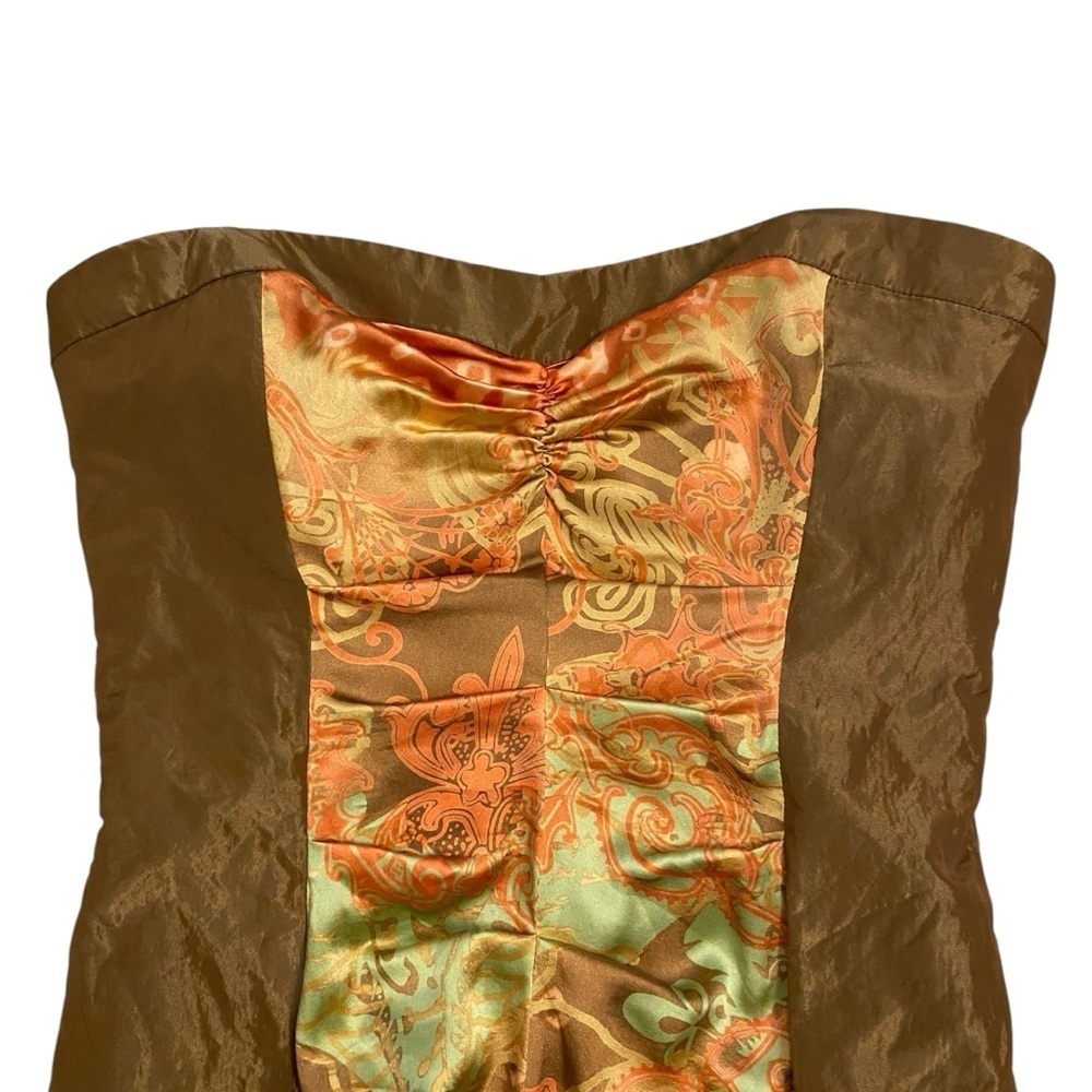 Nicole Miller Collection Sweetheart Silk Ruched Strapless Dress Size 8 Bronze - Picture 9 of 16
